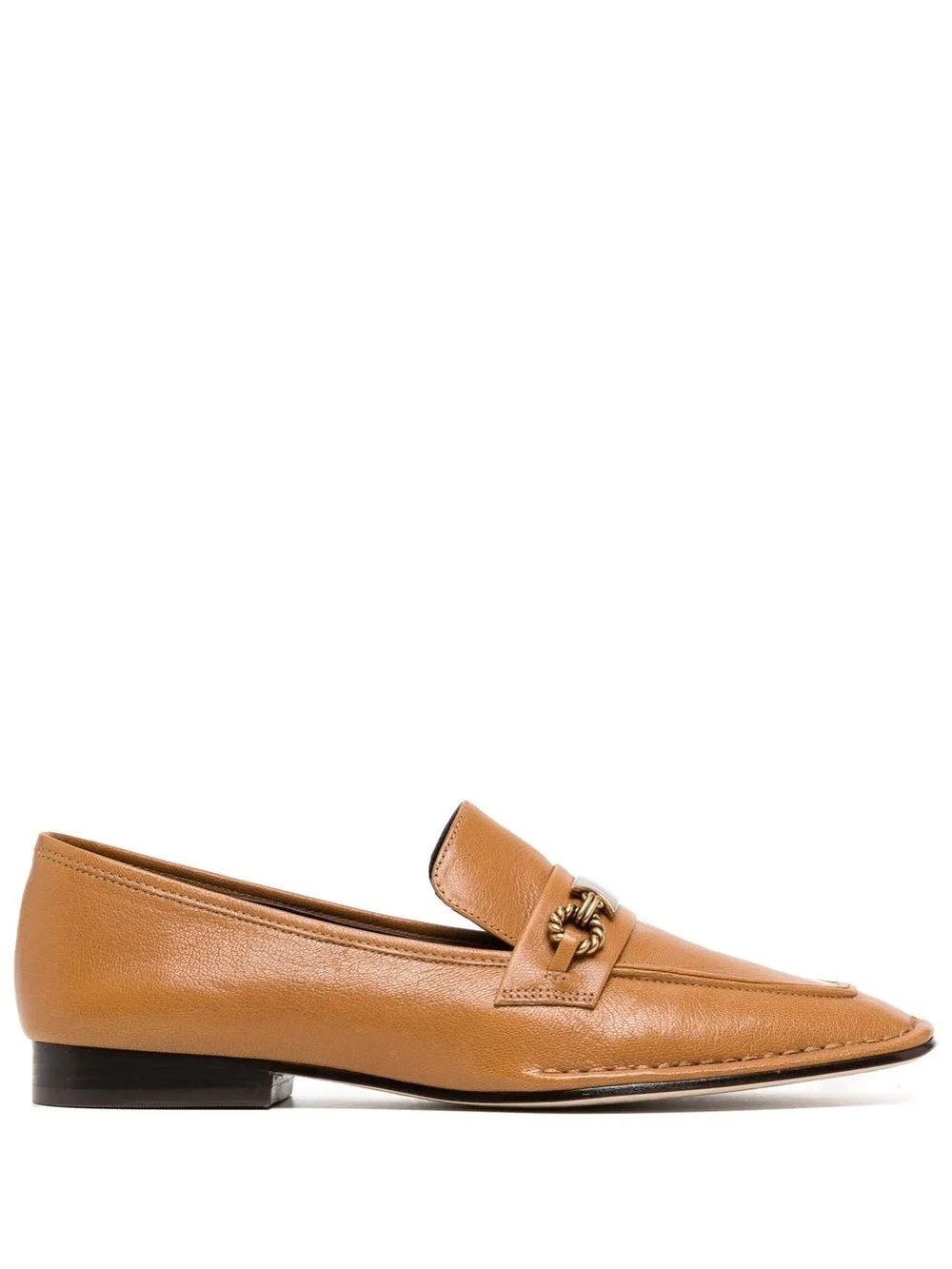 Tory Burch Tan Leather Loafers with Gold Hardware